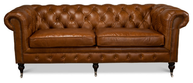 Tufted English Chesterfield Club Sofa Cuba Brown - Traditional - Sofas ...