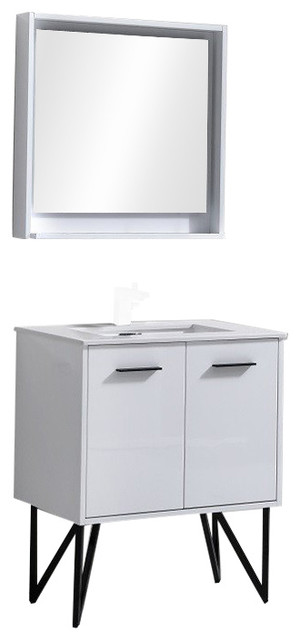 Kubebath Bosco 30 Modern Bathroom Vanity With Quartz Countertop And Kubebath Bosco 30 Modern Bathroom Vanity With Quartz Countertop And Mirror