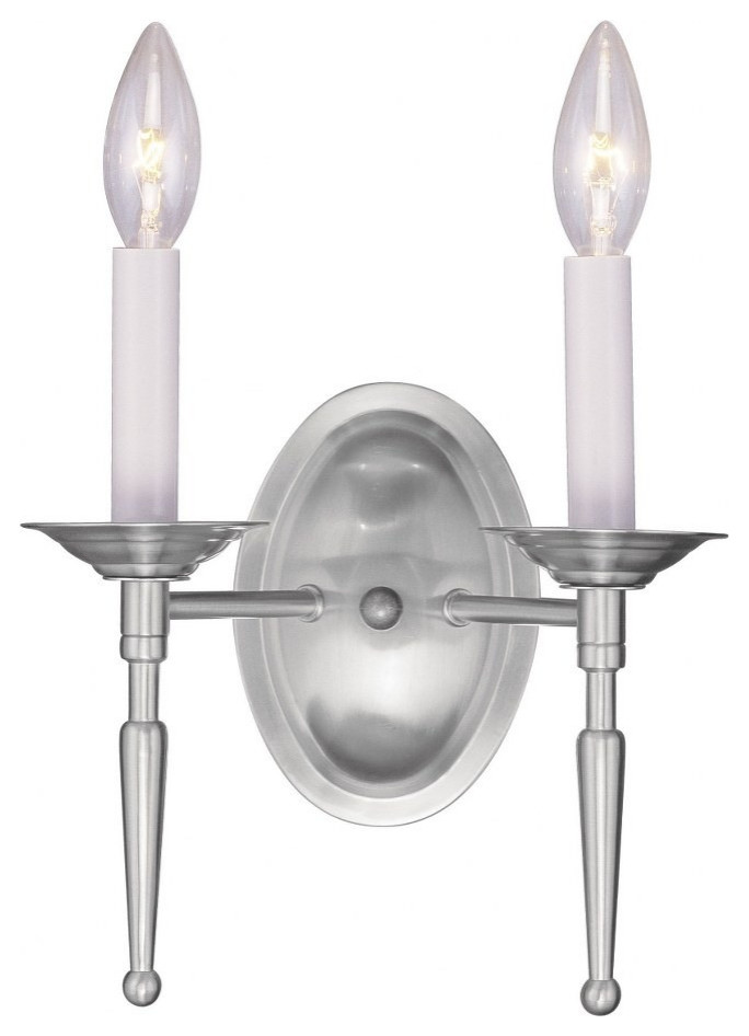 2 Light Traditional Steel Candle Wall Sconce-9.5 Inches H by 9.5 Inches
