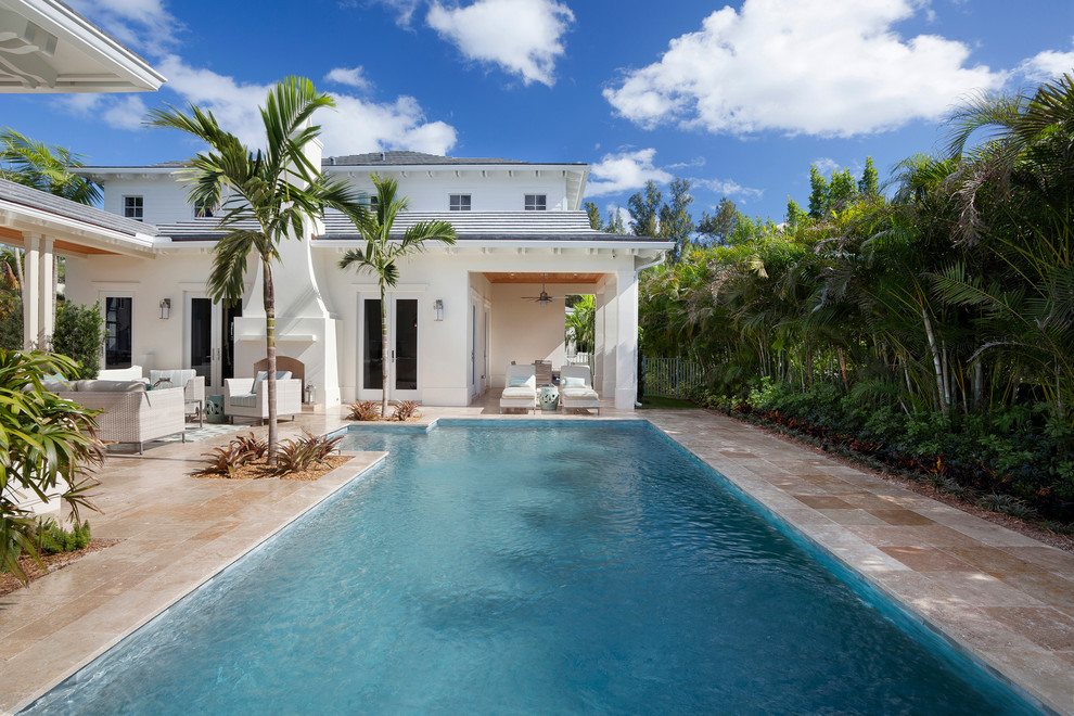 This is an example of a tropical rectangular pool in Miami.