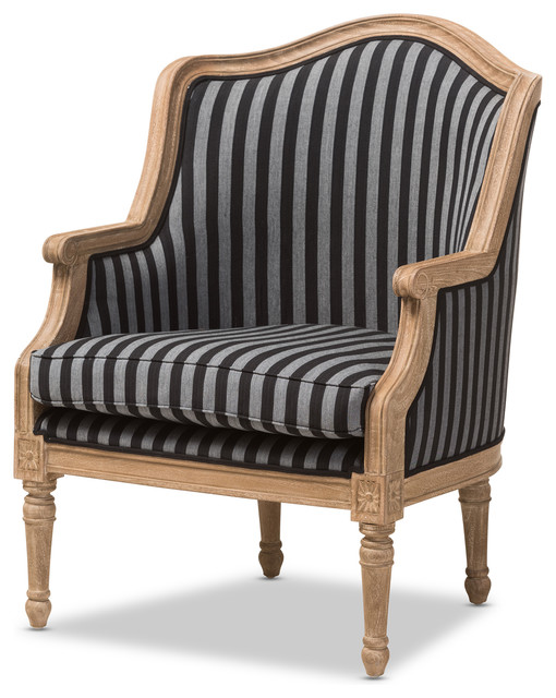 Baxton Studio Charlemagne Traditional French Black And Gray Striped Baxton Studio Charlemagne Traditional French Black And Gray Striped Accent Chair