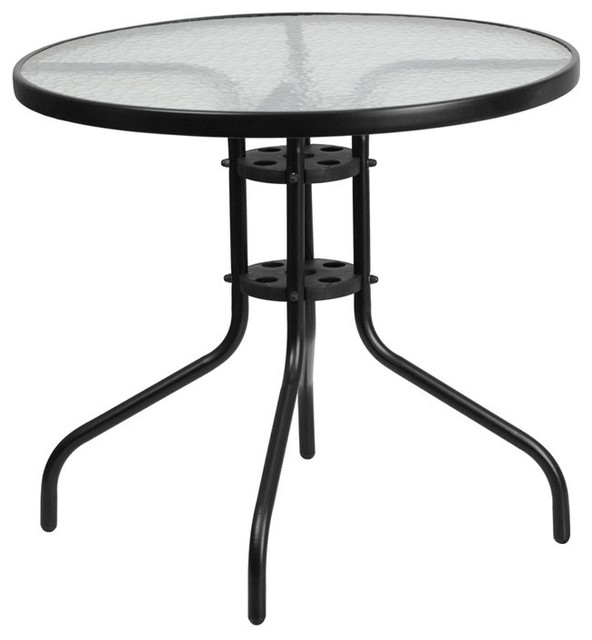 Flash Furniture 23 75 Round Glass Top Patio Dining Table Black Flash Furniture 23 75 Round Glass Top Patio Dining Table