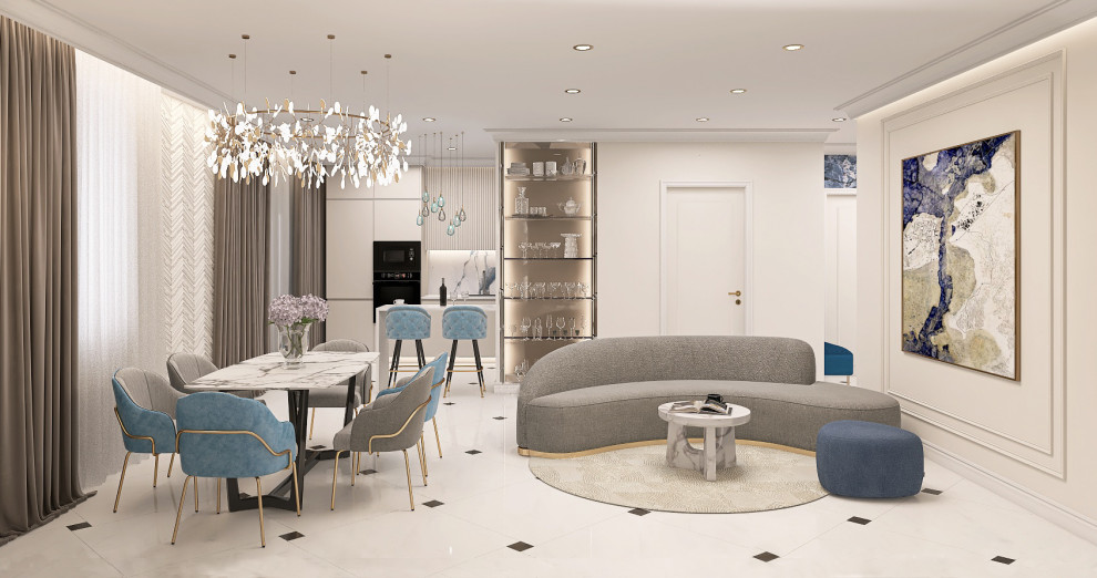Кухня-гостиная с шиком современной классики