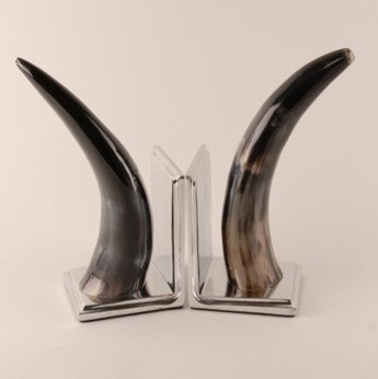 Horn Bookends on Metal Base