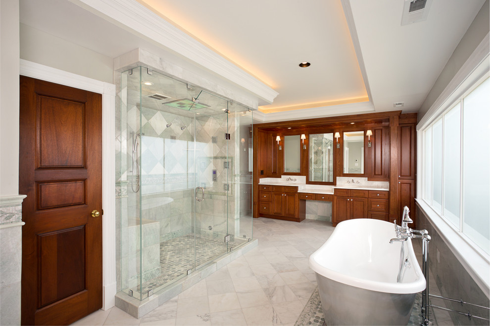 Large transitional bathroom in DC Metro.