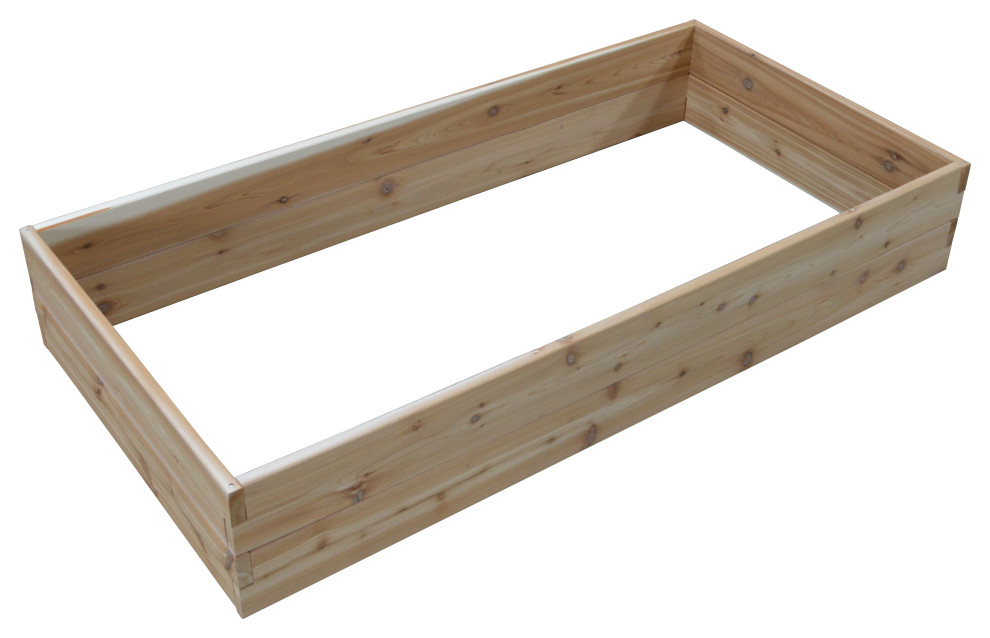 Cedar Double Layer Raised Garden Bed Transitional Outdoor Pots And