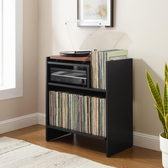 Portland Turntable Stand In Black - Transitional - Media Racks And ...