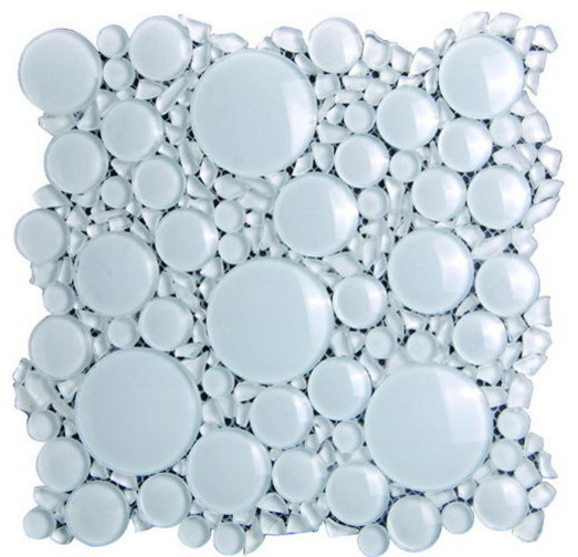Pebble And Penny Round Glass Mosaic, Round Glass Mosaic Tile