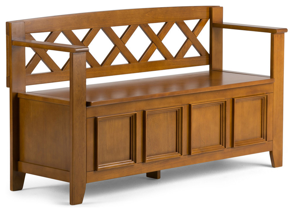 Amherst Solid Wood Entryway Storage Bench Transitional Accent And