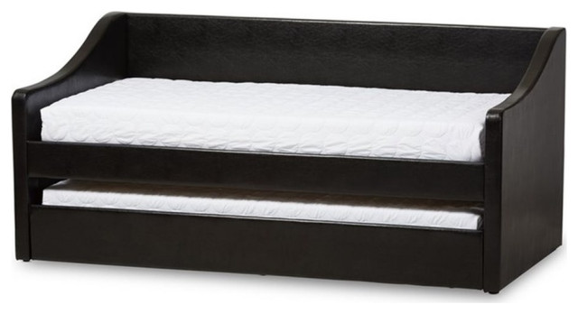 Baxton Studio Barnstorm Faux Leather Daybed with Trundle in Black