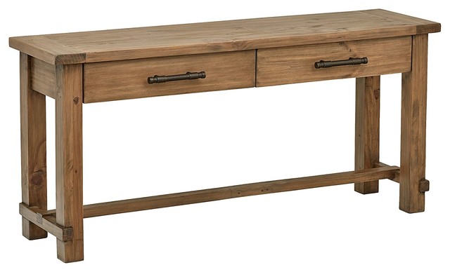 Modern Console Table Solid Reclaimed Pine With 2 Drawers For Console Table Solid Reclaimed Pine