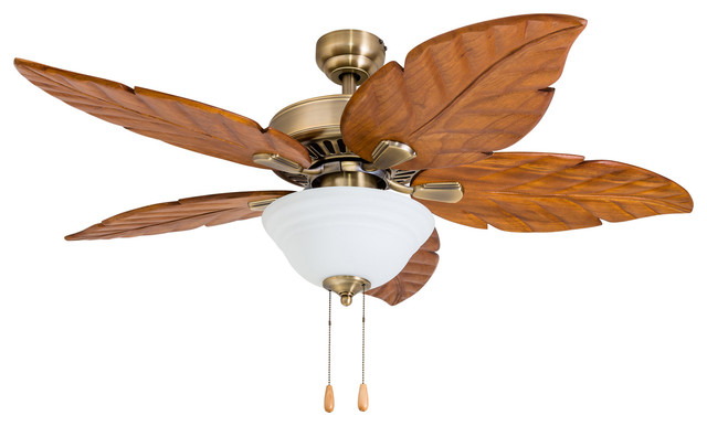 52 Punta Cana Aged Brass Indoor Bowl Light Ceiling Fan With Remote Control