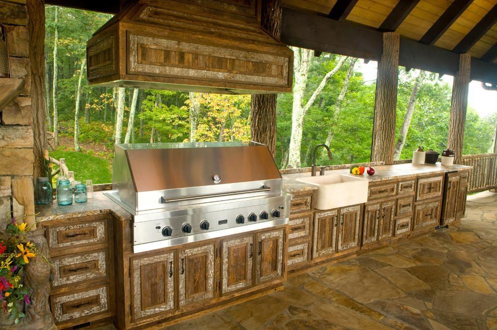 Outdoor Kitchen 3 - Rustic - Deck - Charlotte - by Banner's Cabinets