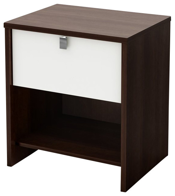 South Shore Cookie Nightstand in Mocha & White