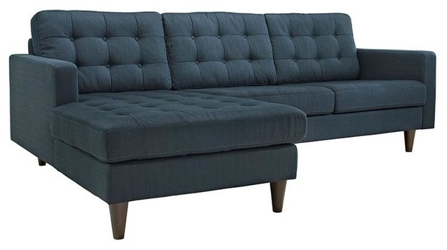 Dylan Left Facing Upholstered Fabric Sectional Sofa Azure