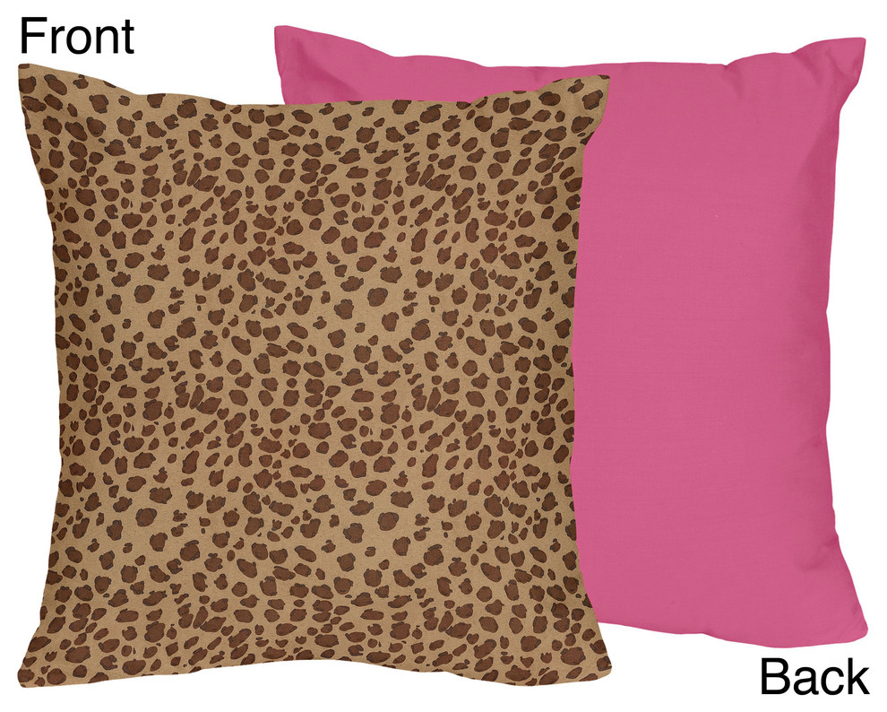 Sweet JoJo Designs Cheetah Girl Pink and Brown Throw Pillow