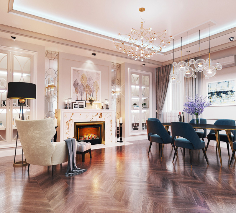 Дизайн-проект интерьеров  дома в поселке «Горный»,проектируемая площадь:188.6 м2