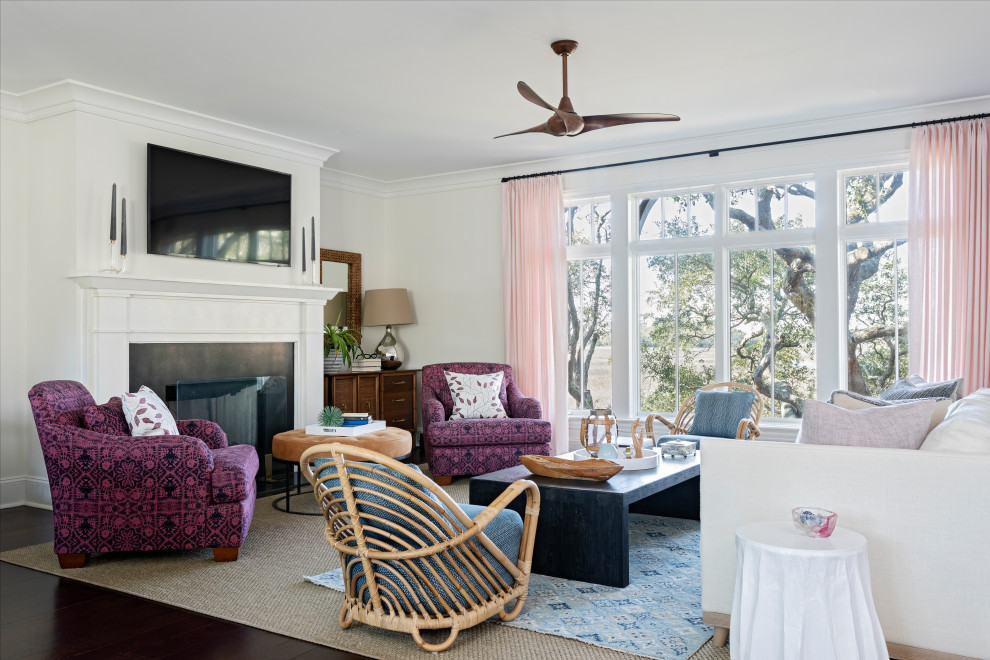 Photo of a beach style living room in Charleston.