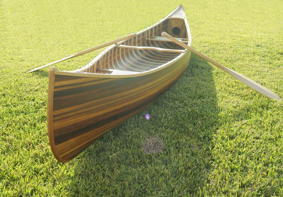 12 ft. Wooden Canoe with Ribs Curved Bow in Matte Finish