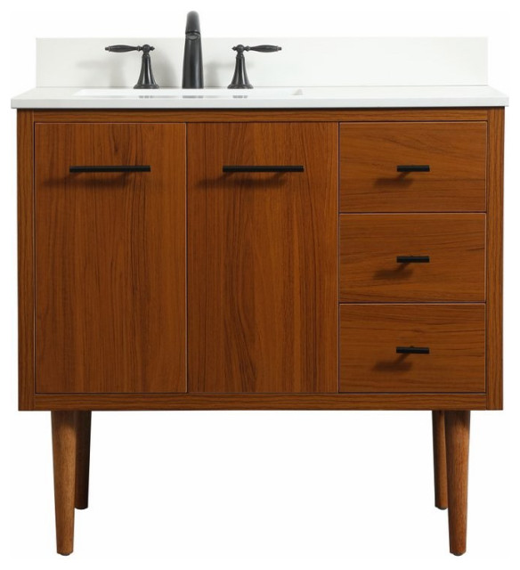 Elegant Cyrus 36" Single Bathroom Vanity VF48036MTKBS, Teak