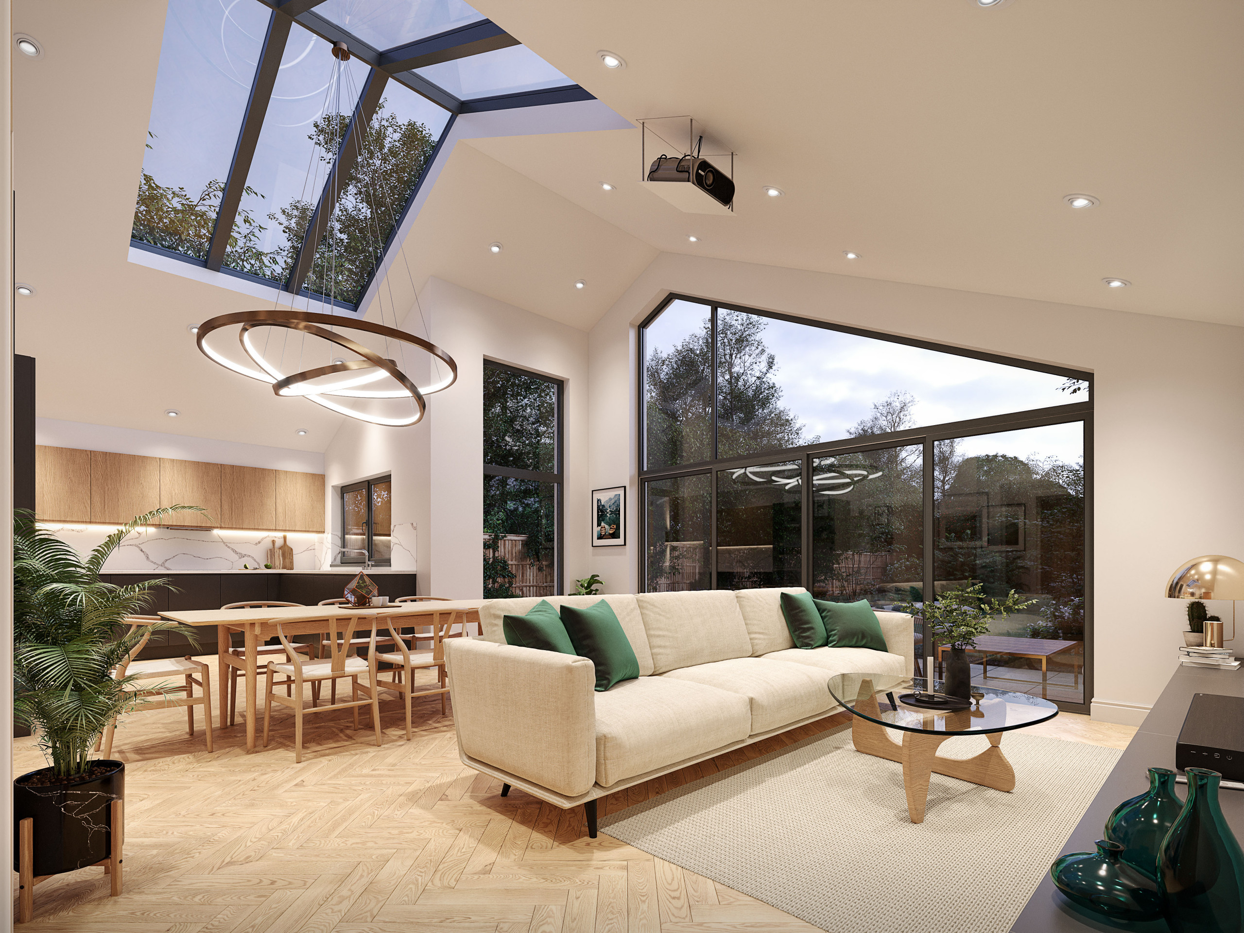 View of open-plan living and kitchen space