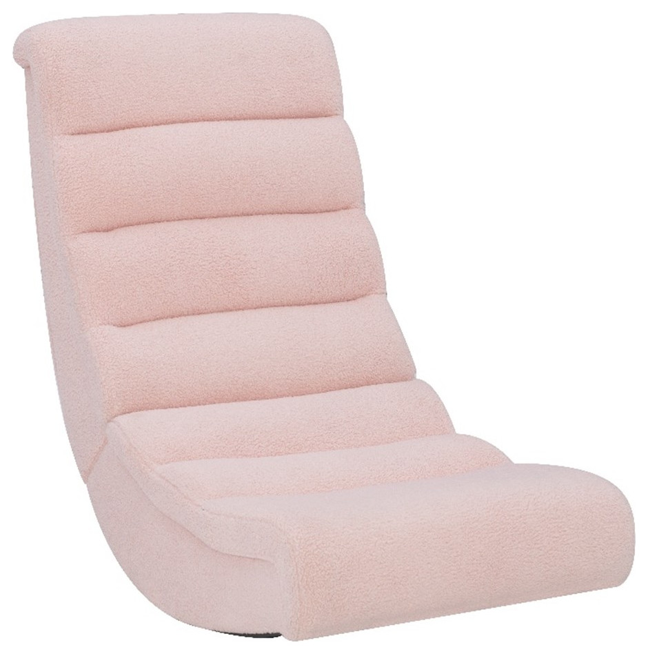 Linon Grayson Wood Sherpa Upholstered Game Rocking Chair in Pink