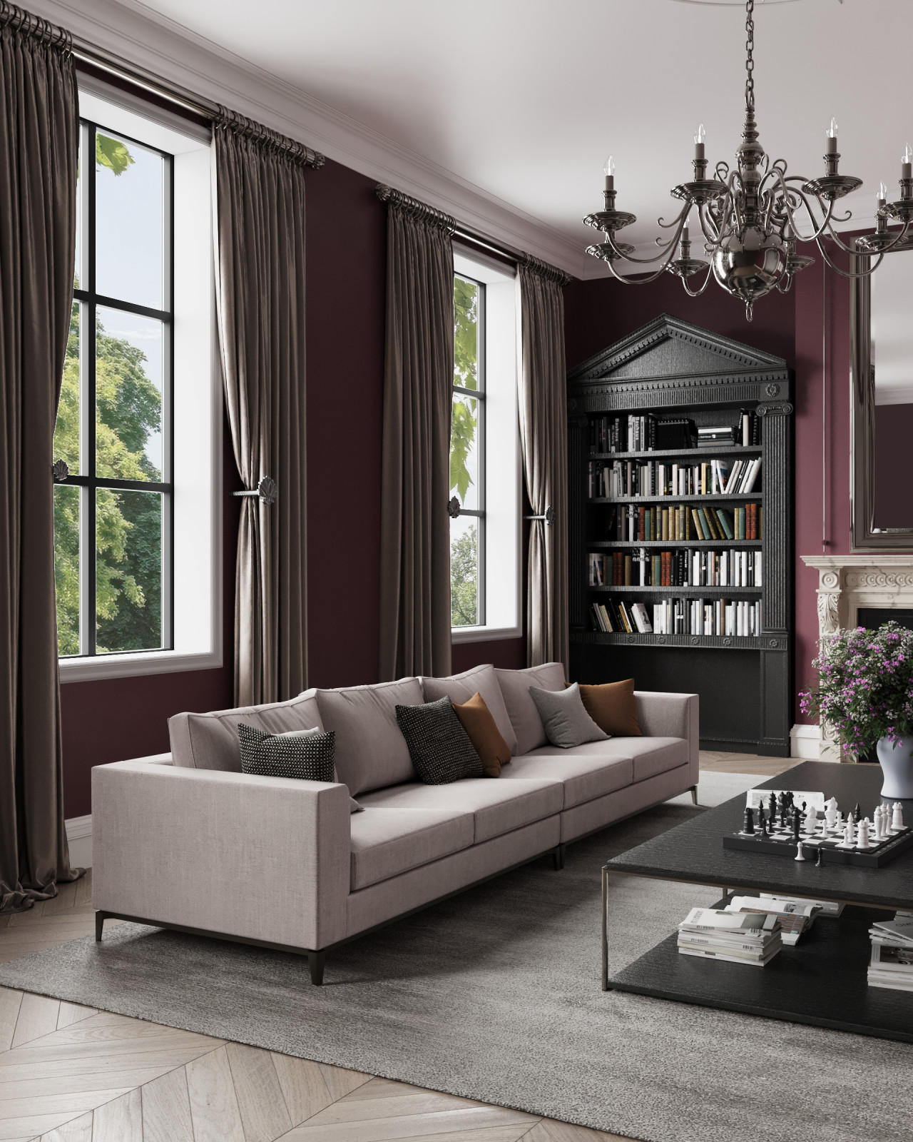 Гостиная с камином