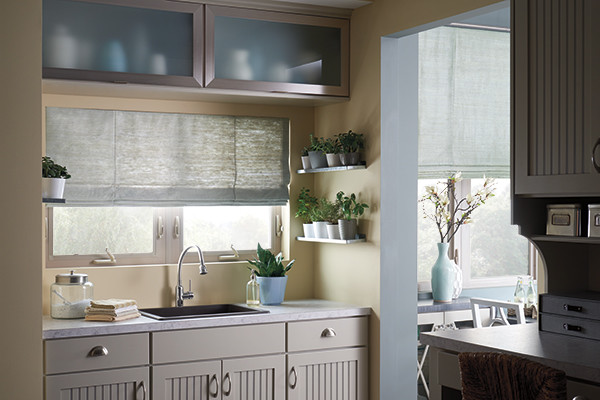 Inspiration for a mid-sized transitional single-wall kitchen remodel with a drop-in sink, shaker cabinets, beige cabinets, quartz countertops and stainless steel appliances