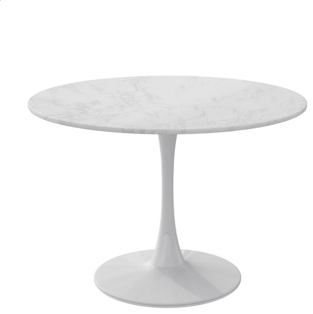 Black/White Modern Round Dining Table With Round MDF Table Top Midcentury Dining Tables by