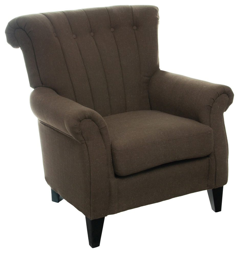 Haywood Brown Fabric Channeled Back Club Chair