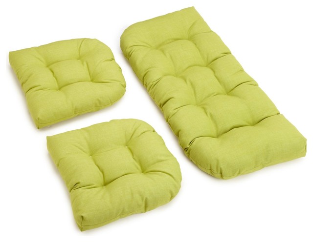 U Shaped Spun Polyester Tufted Settee Cushion Set Set Of 3