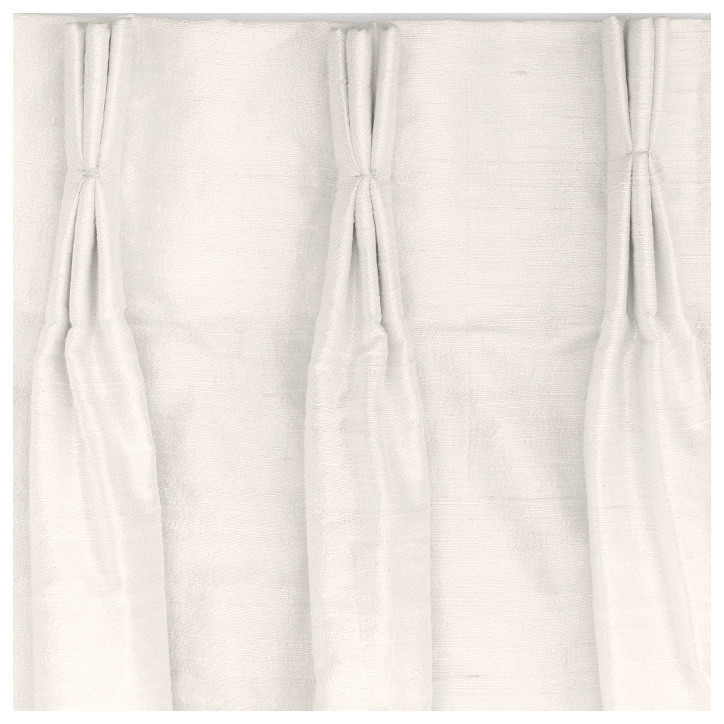 Indian Silk Dupioni Drape, Natural, Laurel Pleat, 25"x96"