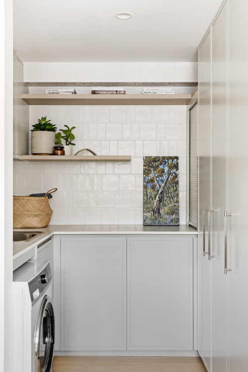 Scandinavian Style Elegance with Backsplash and White Countertops