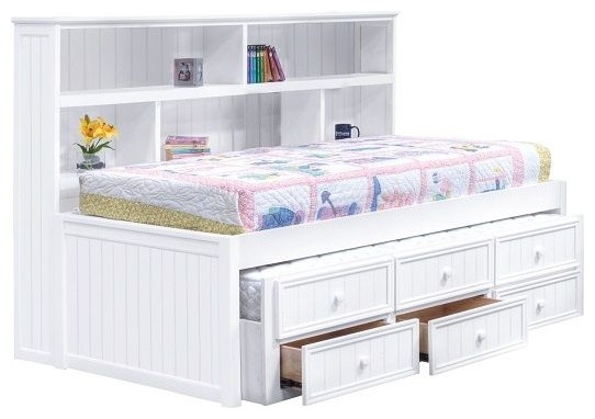 Natasha White Big Bookcase Twin Combo Storage Bed