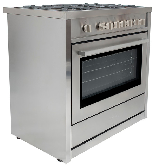 Cosmo 36" Stainless Steel Gas Range With 5 Burners Modern Gas Ranges And Electric Ranges