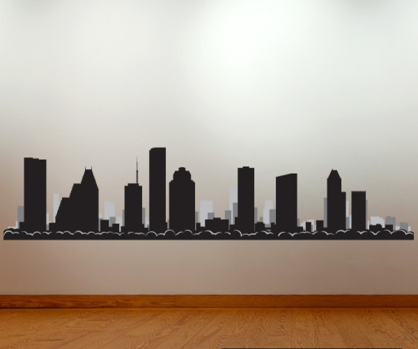 Houston Texas Skyline Vinyl Wall Decal or Car Sticker SS069EY, 15 in