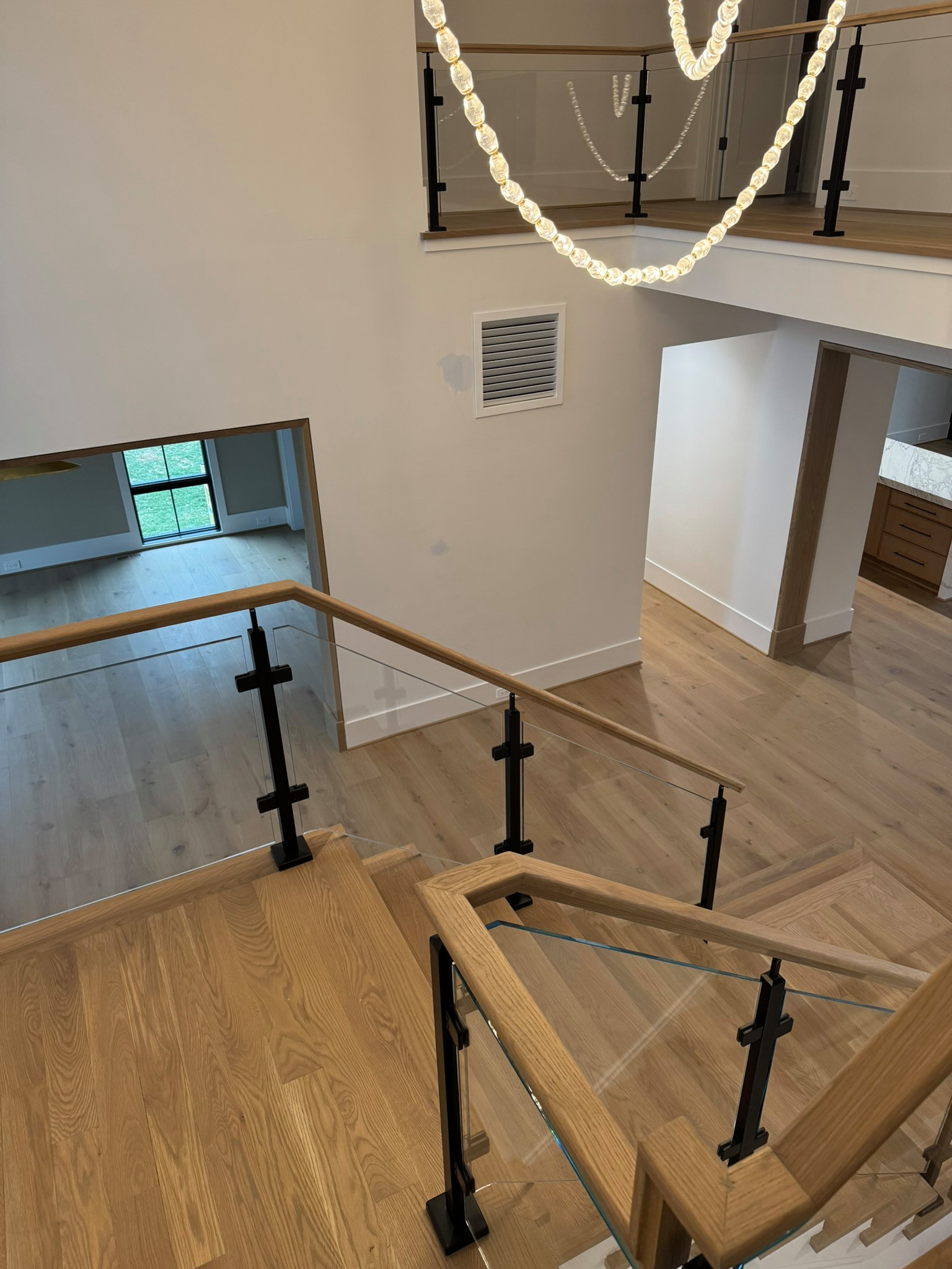 134_Modern White Oak Stair with Glass Balustrade, Vienna, VA 22180