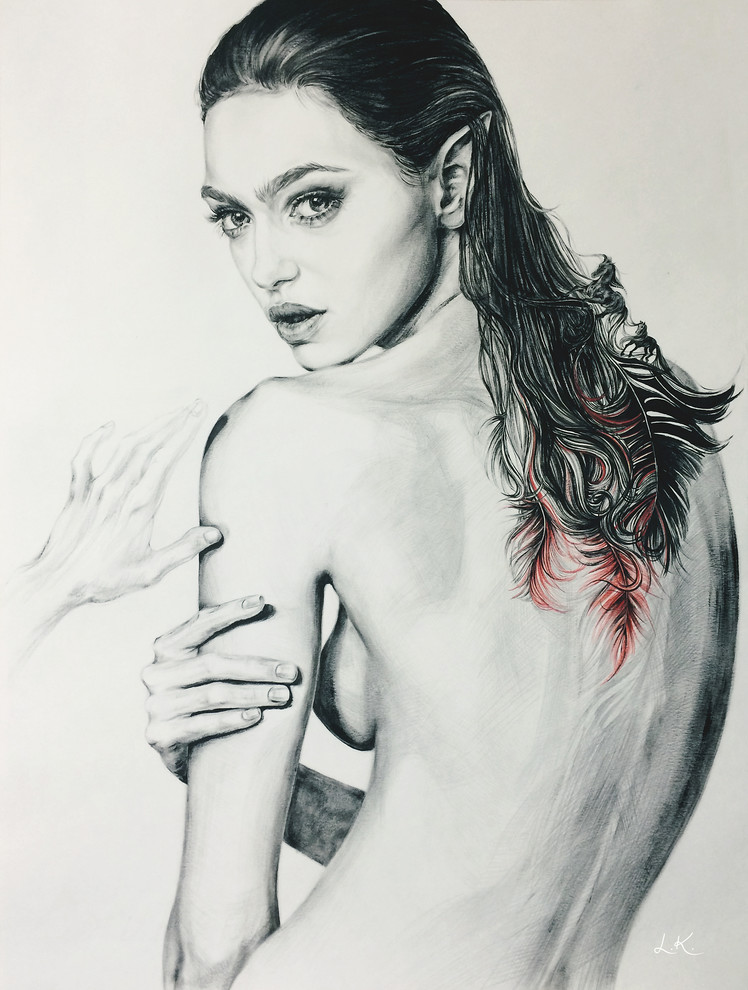 Черная гуашь; «сухая кисть»