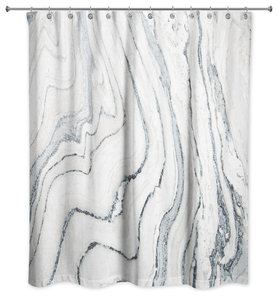 Blue Marble Shower Curtain, Marble 70 Inch X 72 Shower Curtain In Silver