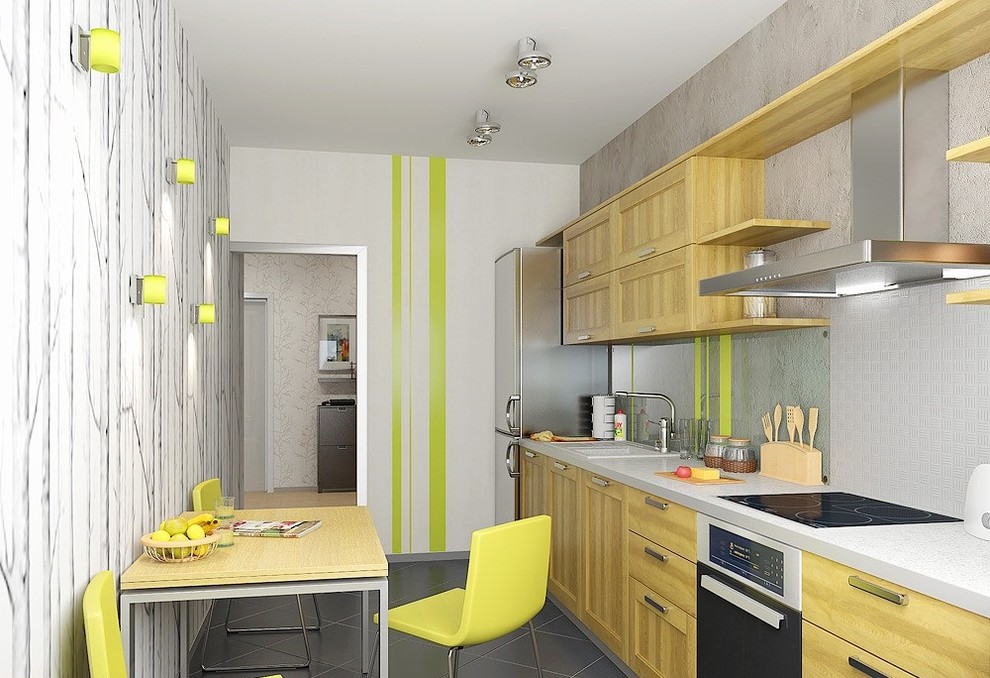 Kitchen - small transitional kitchen idea in London