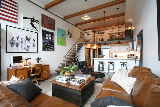 oliver simon design loft project - industrial - living room