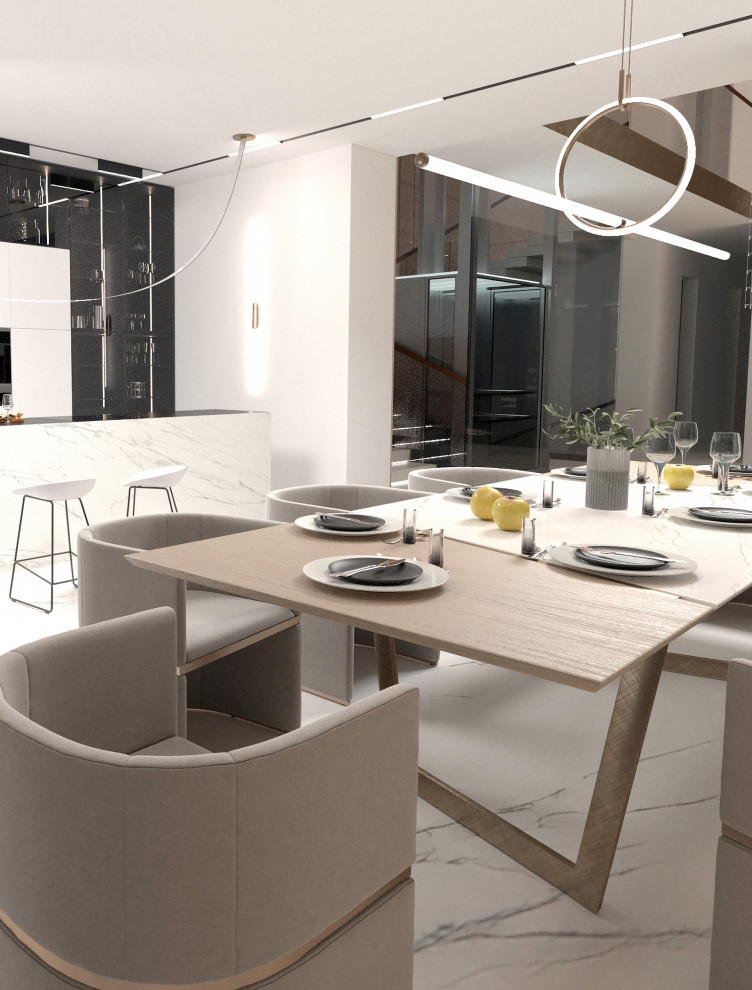 Визуализации интерьера большого дома в современном стиле