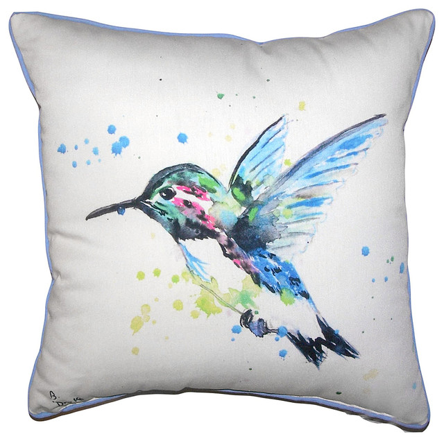 Betsy Drake Green Hummingbird Extra Large Pillow 22x22