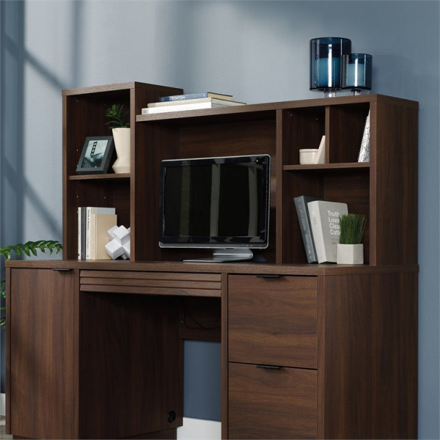 Hatch Computer Desk Sauder Englewood Wooden Computer Desk Hutch in Spiced Mahogany ...