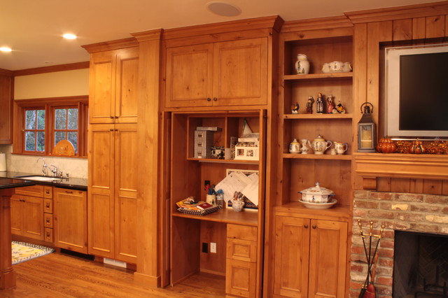 Desk Behind Pocket Doors Traditional Kitchen Los