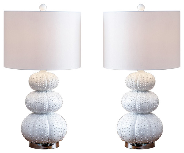 Abbyson Living Moe Stacked Sea Urchin Lamps Set Of 2 White