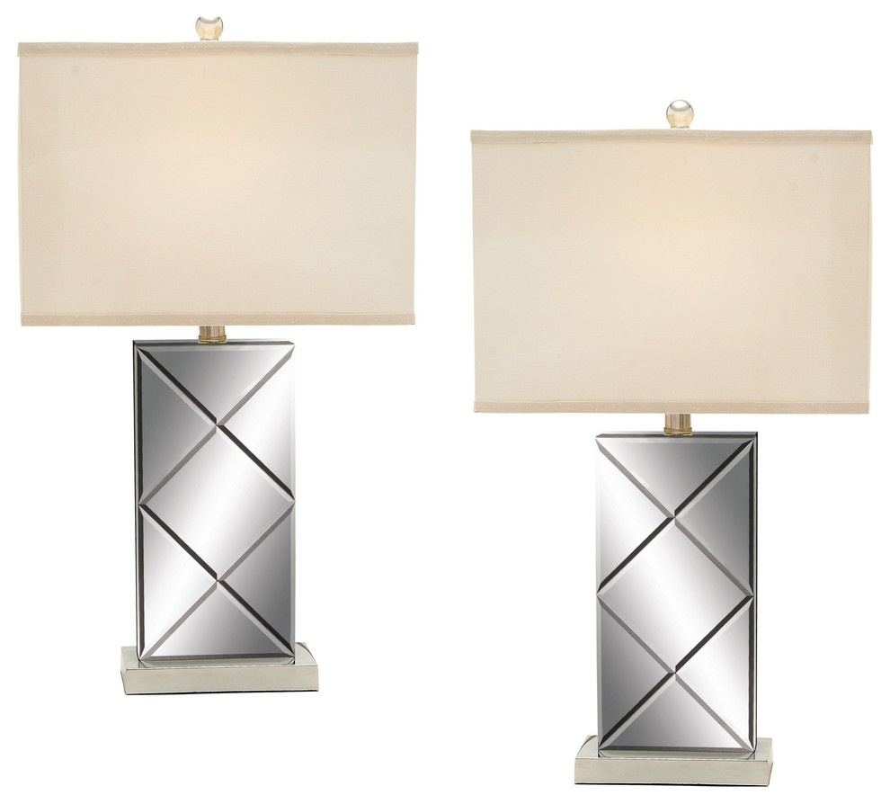 Illusion Contemporary Mirrored Table Lamp (Set of 2)