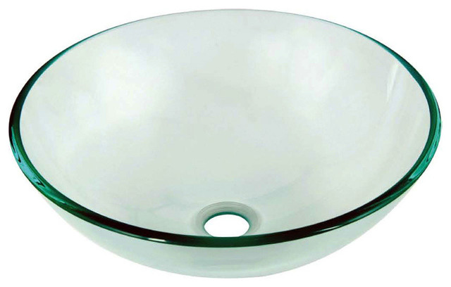 Dawn Tempered Glass Vessel Sink-Round Shape, Clear Glass