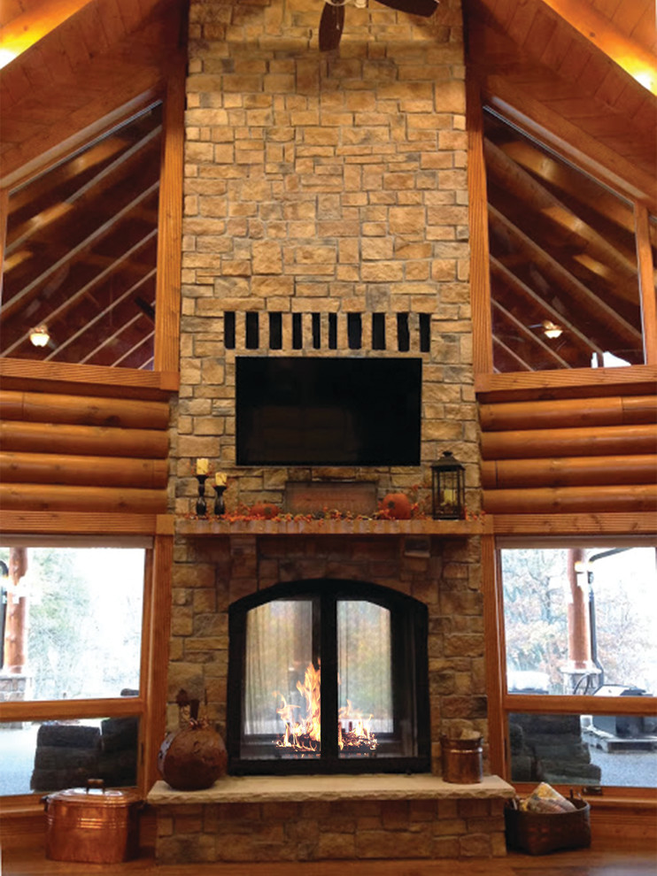 Indoor Outdoor See Through Fireplaces American Traditional