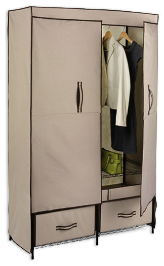 Honey Can Do 43 Wide Double Door Storage Closet Khaki
